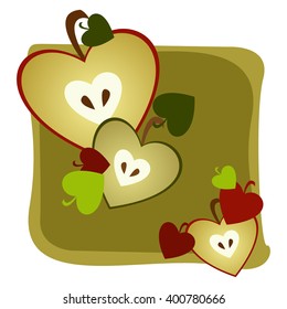 set of vector hearts on transparent background