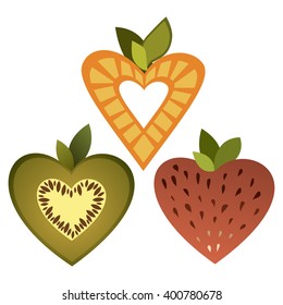 set of vector hearts on transparent background