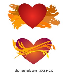 set of vector hearts on white