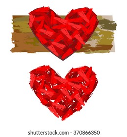 set of vector hearts on white
