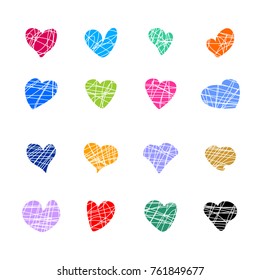 Set of vector hearts as symbols of love