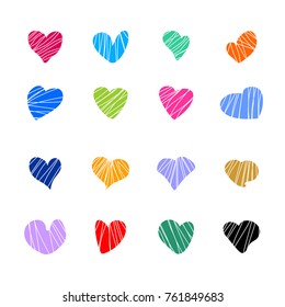 Set of vector hearts as symbols of love