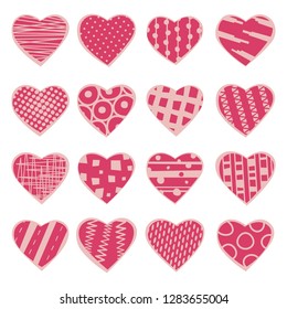 Set Vector Hearts Textures Pink Color Stock Vector (Royalty Free ...