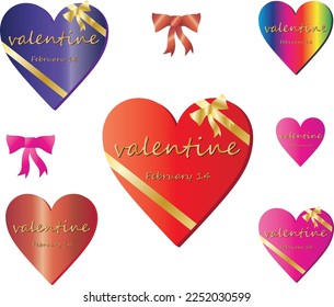 Set of vector hearts for Valentine's day. Collection of heart illustrations, Love symbol icon set. Holiday cards.

