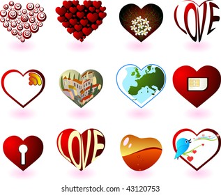A set of vector hearts for the Valentine's Day