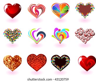 A set of vector hearts for the Valentine's Day