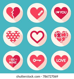 Set of vector hearts. Valentine's Day theme.