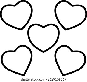set of vector hearts in white