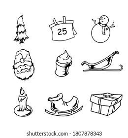 set vector of Helloween icons line art and full color