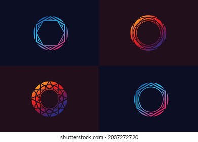 set of vector hexagon and circle abstract logo design element