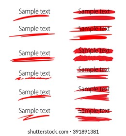 Set of vector highlighter marker strokes for text accentuation