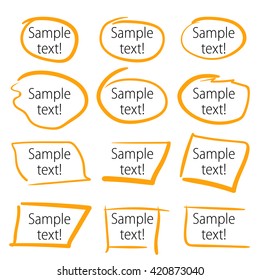 Set of vector highlighter marker strokes for text accentuation
