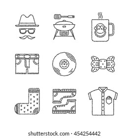 Set of vector hipster icons and concepts in sketch style