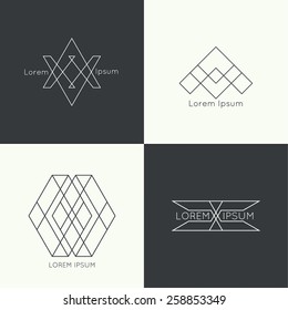 Set of vector hipster logo, badge