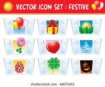 Set of vector holiday icons
