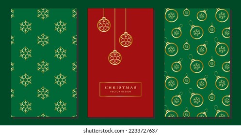 Set of vector holiday illustrations with snowflakes and christmas balls