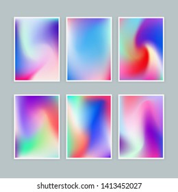 Set of vector holographic backgrounds for poster, cover, notebook design.