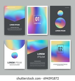 
Set of vector holographic cards. Modern geometric design patterns for your business. Applicable for cover, brochure, magazine, gift card, poster.