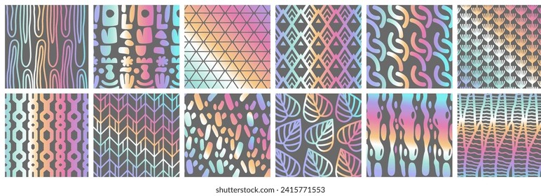 Set Of Vector Holographic Foil Textures Offer A Mesmerizing Blend Of Vibrant Colors And Dynamic Patterns