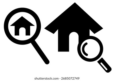 Set of vector home search icons.
