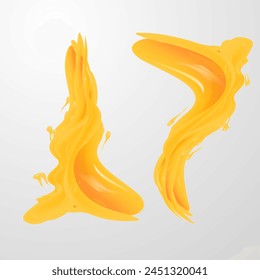 A set of vector honey drips  blots on white background