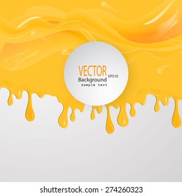 A set of vector honey drips  blots on white background