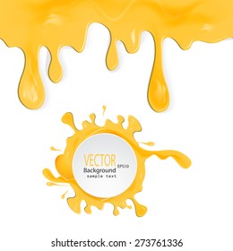 A set of vector honey drips seamless patterns and blots on white background