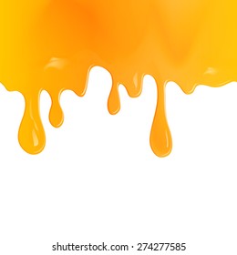 A set of vector honey drips seamless patterns and blots on white background