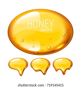 Set of vector honey drops on white background. Eps10. RGB. Global colors