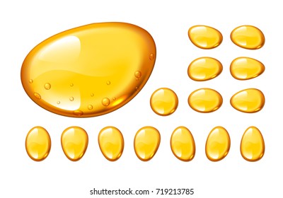 Conjunto de gotas de mel vetorial no fundo branco. EPS10. RGB. Cores globais