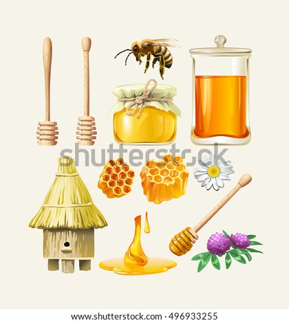 Set of vector honey icons.