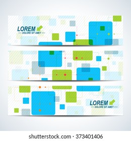 Set of vector horizontal banners. Background with colorful scuares . Modern design