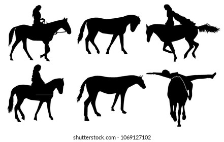Set of vector horses silhouettes