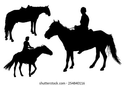 Set of vector horses silhouettes