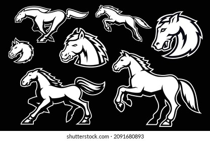 a set of vector hoses illustrations isolated on dark background