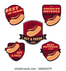 Set of Vector Hotdog logo templates and badges for your design 