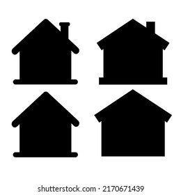 Set of vector house silhouettes different in flat style, isolated on white background. 