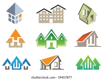 Set of Vector Houses for Logo Design. Isolated Building Icons
