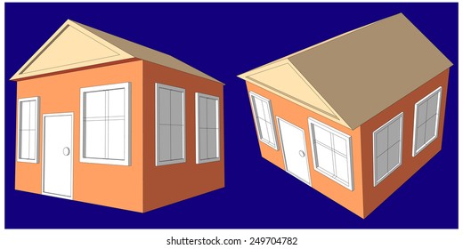 Set of vector houses in low-polygonal style