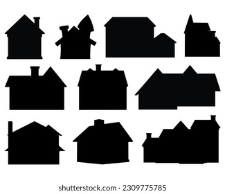 Set of Vector Houses Silhouette