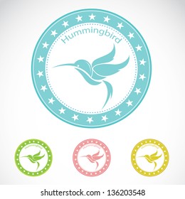 Set of vector hummingbird label on white background