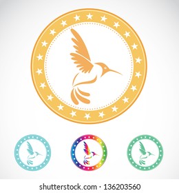 Set of vector hummingbird label on white background