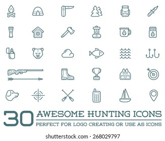 Set Of Vector Hunting Camping Sport Elements Illustration
 Can Be Used As Logo Or Icon In Premium Quality