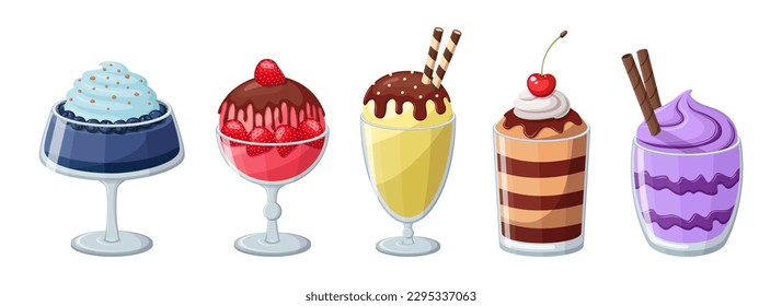 Conjunto de helados vectoriales aislados en fondo blanco