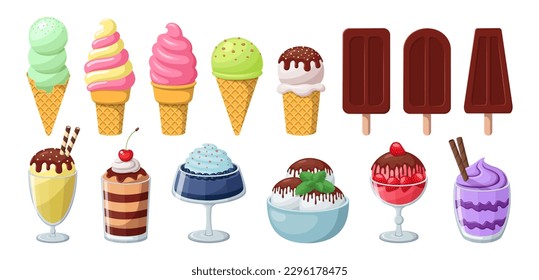 Set of vector ice cream isolated on white background