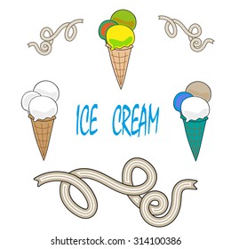 Set vector ice cream isolated on white background