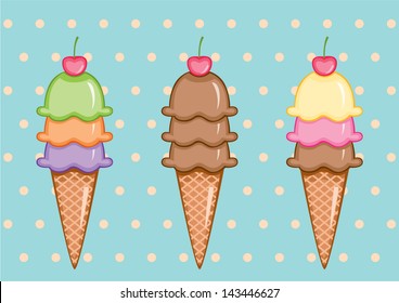 Set of vector ice creams