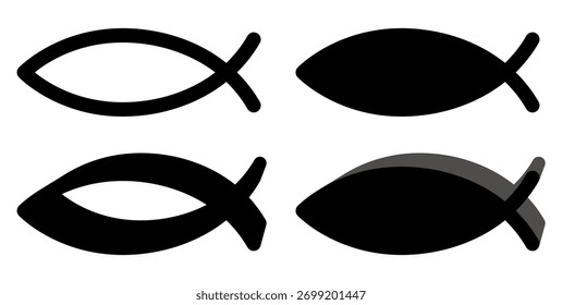  definir vetor ícone de Ichthys. Símbolo de peixe cristão símbolo do cristianismo ilustração de design