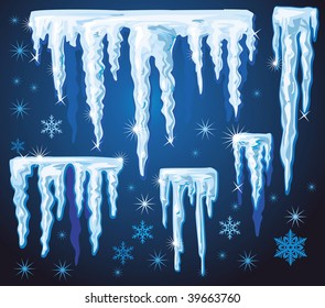 Set of vector icicles for design