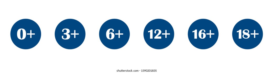 Set of vector icon age restriction on white isolated background.